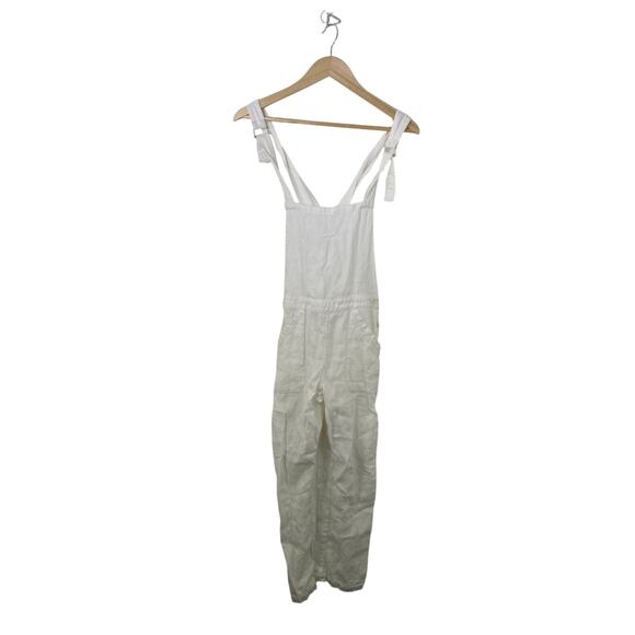 Lily Ashwell White Linen Slim Overalls Petite XXS Sustainable Minimalist Fairy - Picture 1 of 16